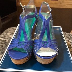 Seychelles bnib Cobalt Leather Wedges